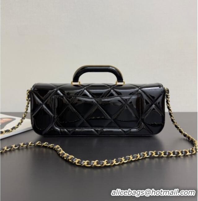Top Design Chanel Mirror Calfskin Large Flap Bag with Top Handle AS5807 Black 2025
