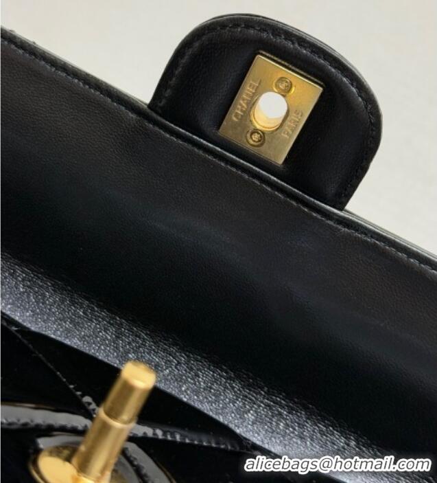 Top Design Chanel Mirror Calfskin Large Flap Bag with Top Handle AS5807 Black 2025