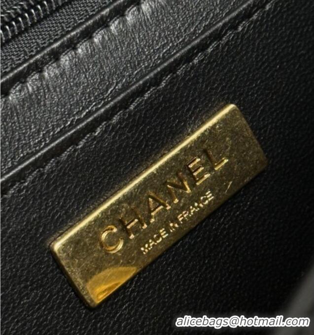 Top Design Chanel Mirror Calfskin Large Flap Bag with Top Handle AS5807 Black 2025