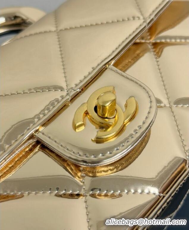 Affordable Price Chanel Metallic Mirror Calfskin Large Flap Bag with Top Handle AS5807 Gold 2025