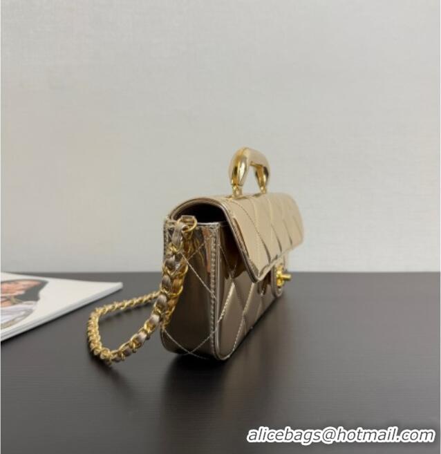 Affordable Price Chanel Metallic Mirror Calfskin Large Flap Bag with Top Handle AS5807 Gold 2025