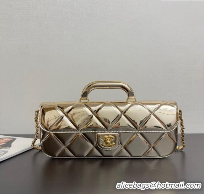 Affordable Price Chanel Metallic Mirror Calfskin Large Flap Bag with Top Handle AS5807 Gold 2025