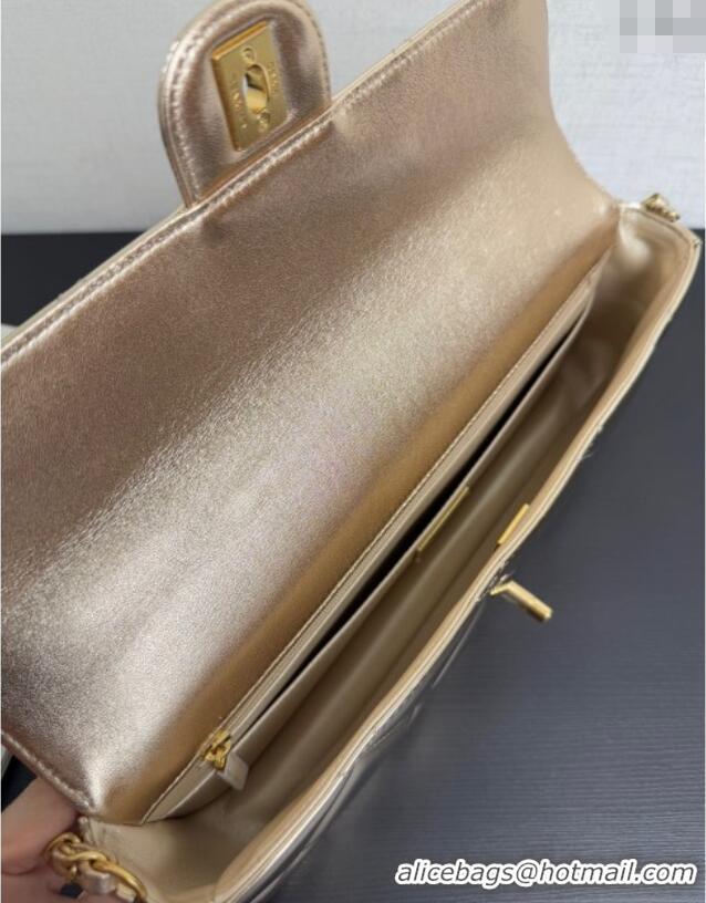 Affordable Price Chanel Metallic Mirror Calfskin Large Flap Bag with Top Handle AS5807 Gold 2025
