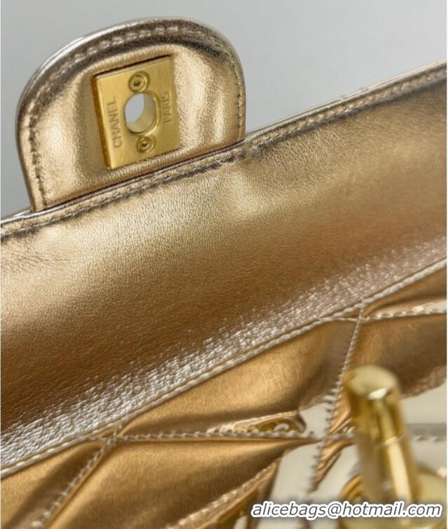Affordable Price Chanel Metallic Mirror Calfskin Large Flap Bag with Top Handle AS5807 Gold 2025