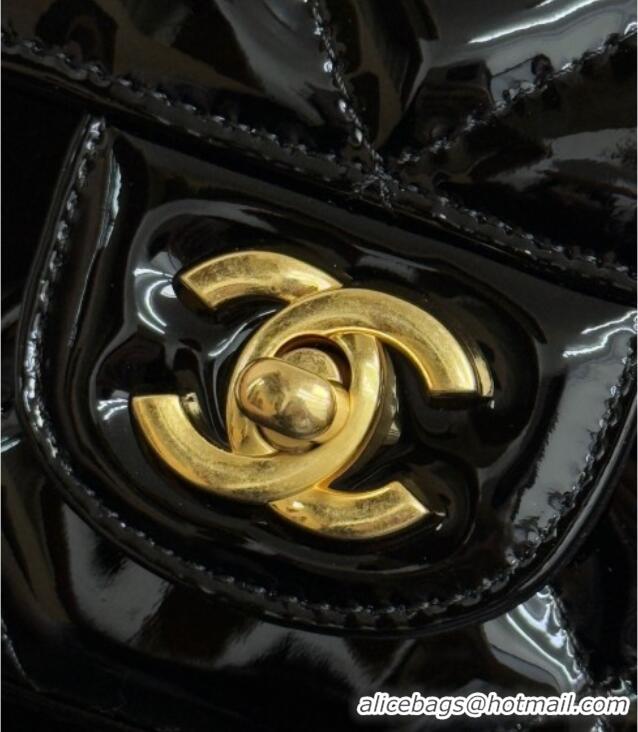 Promotional Chanel Metallic Mirror Calfskin Mini Flap Bag with Top Handle AS5805 Black 2025