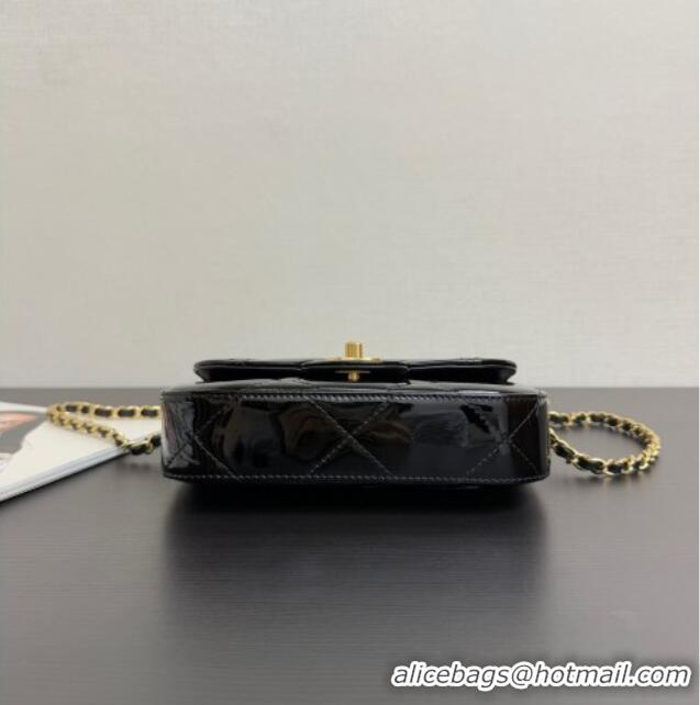 Promotional Chanel Metallic Mirror Calfskin Mini Flap Bag with Top Handle AS5805 Black 2025
