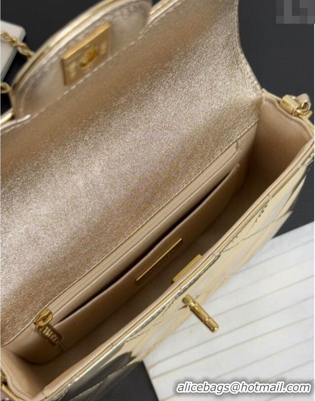 Grade Quality Chanel Metallic Mirror Calfskin Mini Flap Bag with Top Handle AS5805 Black 2025