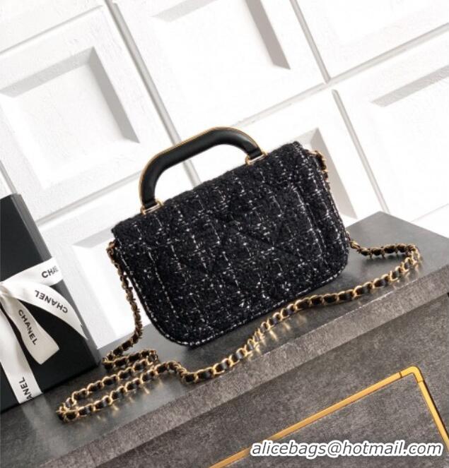 Unique Style Chanel Tweed Mini Flap Bag with Top Handle AS5805 Black 2025