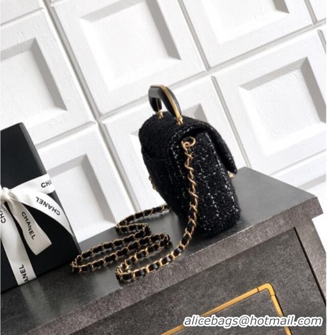 Unique Style Chanel Tweed Mini Flap Bag with Top Handle AS5805 Black 2025