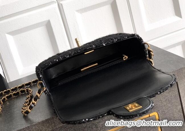 Unique Style Chanel Tweed Mini Flap Bag with Top Handle AS5805 Black 2025