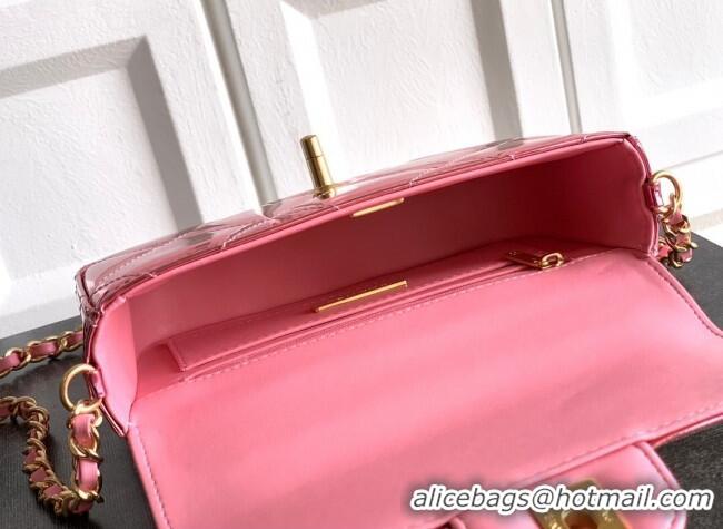 Best Product Chanel Metallic Mirror Calfskin Mini Flap Bag with Top Handle AS5805 Pink 2025
