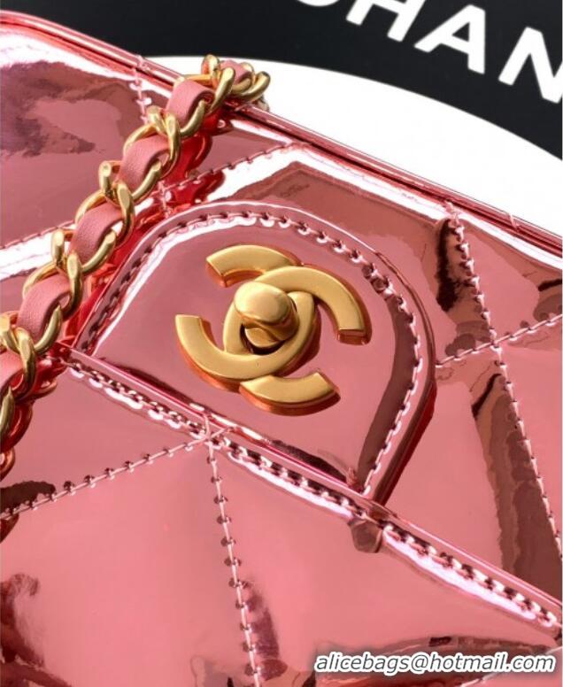 Best Product Chanel Metallic Mirror Calfskin Mini Flap Bag with Top Handle AS5805 Pink 2025
