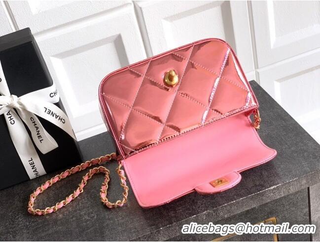 Best Product Chanel Metallic Mirror Calfskin Mini Flap Bag with Top Handle AS5805 Pink 2025