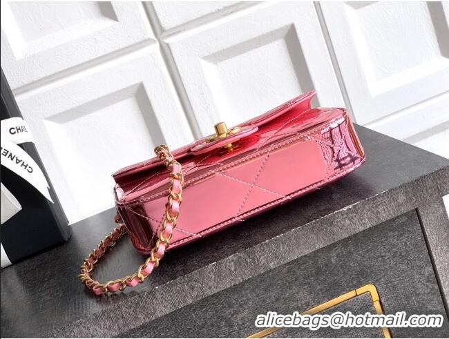 Best Product Chanel Metallic Mirror Calfskin Mini Flap Bag with Top Handle AS5805 Pink 2025