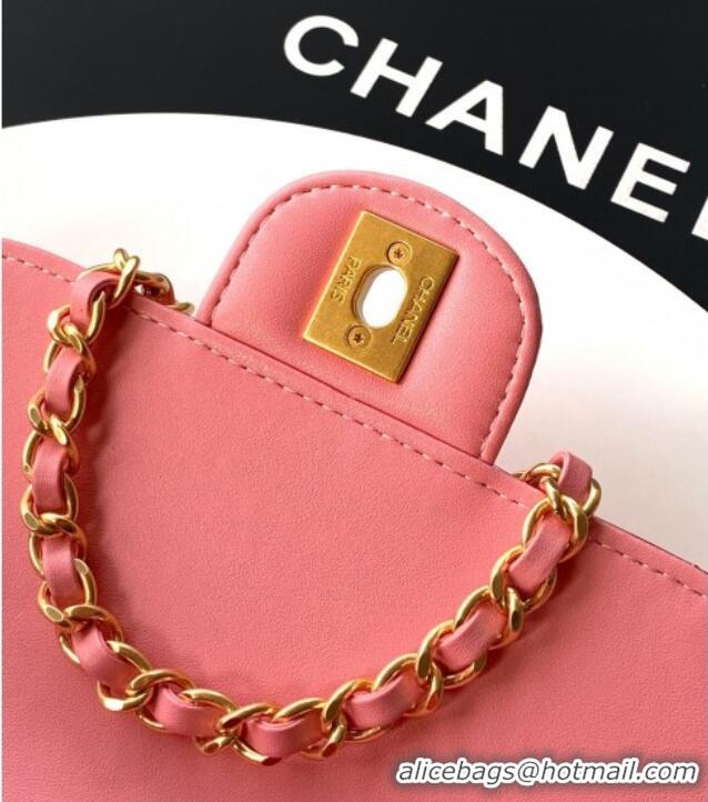 Best Product Chanel Metallic Mirror Calfskin Mini Flap Bag with Top Handle AS5805 Pink 2025