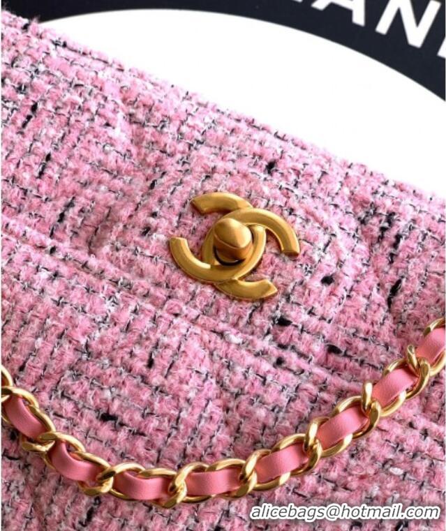 Top Design Chanel Tweed Large Flap Bag with Top Handle AS5807 Pink 2025