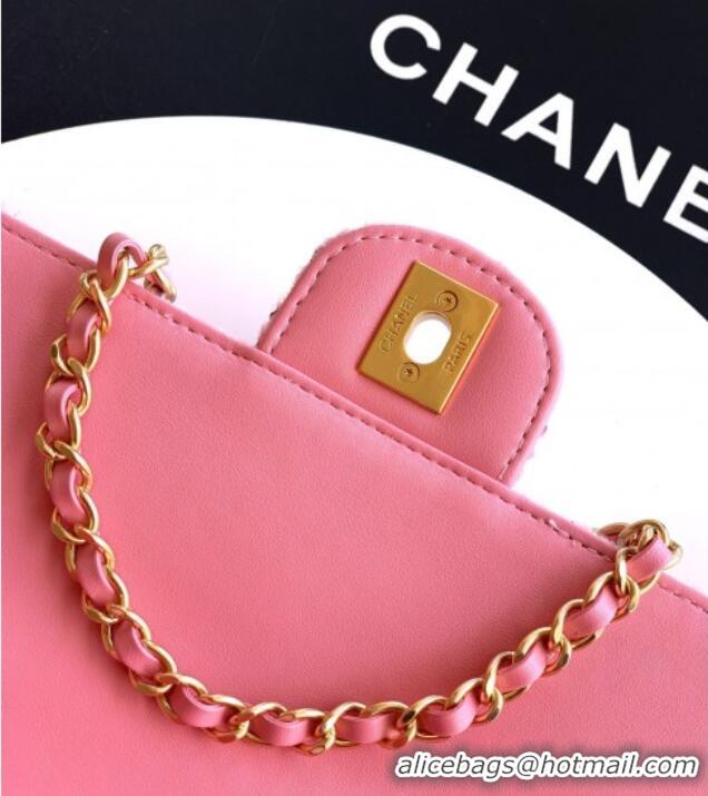 Top Design Chanel Tweed Large Flap Bag with Top Handle AS5807 Pink 2025