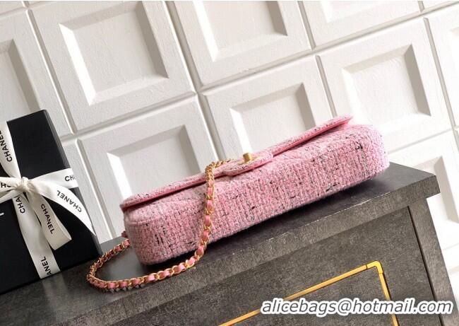 Top Design Chanel Tweed Large Flap Bag with Top Handle AS5807 Pink 2025
