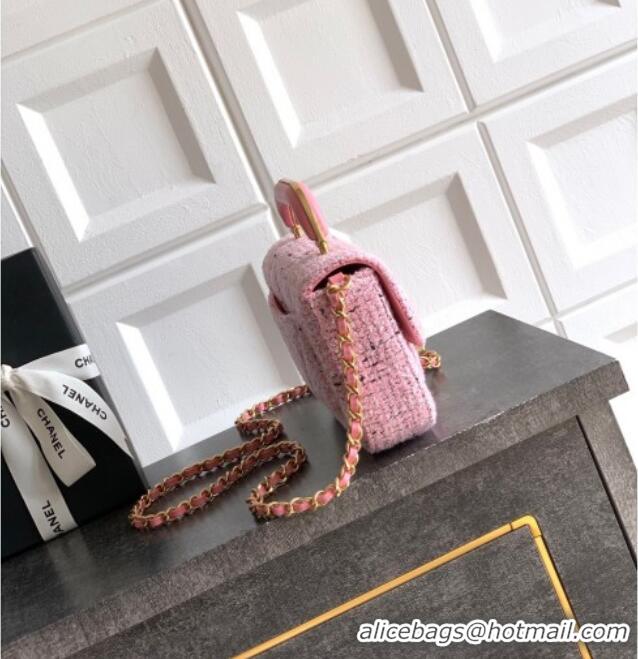 Best Luxury Chanel Tweed Mini Flap Bag with Top Handle AS5805 Pink 2025