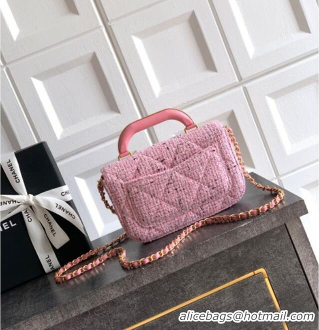 Best Luxury Chanel Tweed Mini Flap Bag with Top Handle AS5805 Pink 2025