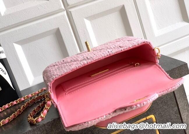 Best Luxury Chanel Tweed Mini Flap Bag with Top Handle AS5805 Pink 2025
