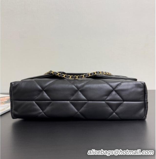 Cheap Design Chanel Shiny Lambskin Maxi Flap bag with Pockets AS5727 Black 2025