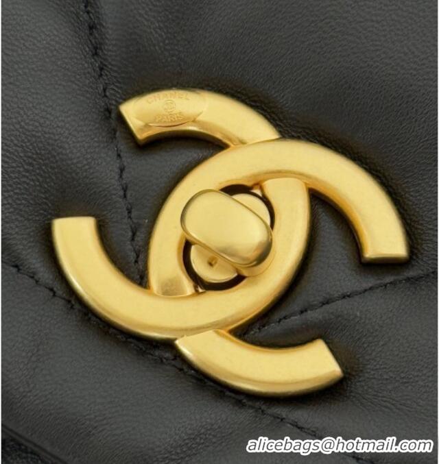 Cheap Design Chanel Shiny Lambskin Maxi Flap bag with Pockets AS5727 Black 2025