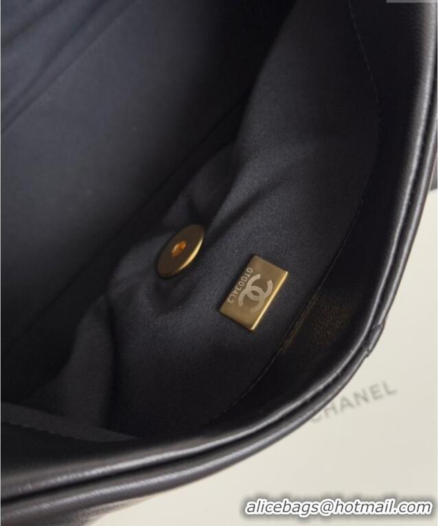 Cheap Design Chanel Shiny Lambskin Maxi Flap bag with Pockets AS5727 Black 2025