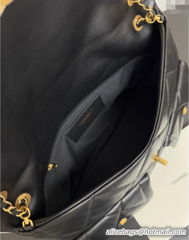 Cheap Design Chanel Shiny Lambskin Maxi Flap bag with Pockets AS5727 Black 2025