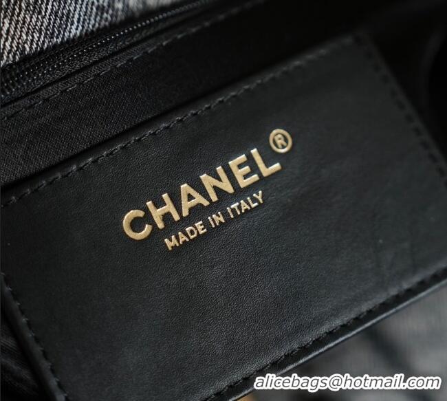 Low Cost Chanel Washed Denim Maxi Flap bag with Pockets AS5727 Black 2025