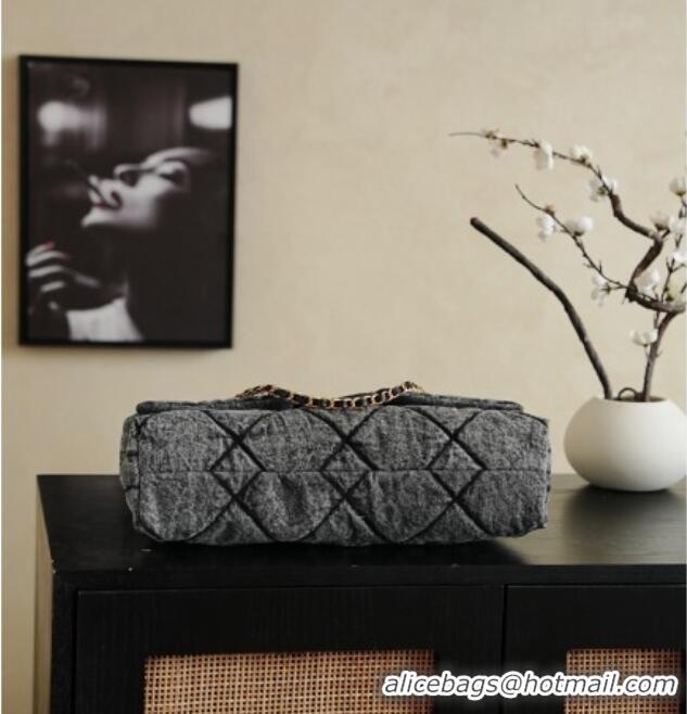 Low Cost Chanel Washed Denim Maxi Flap bag with Pockets AS5727 Black 2025