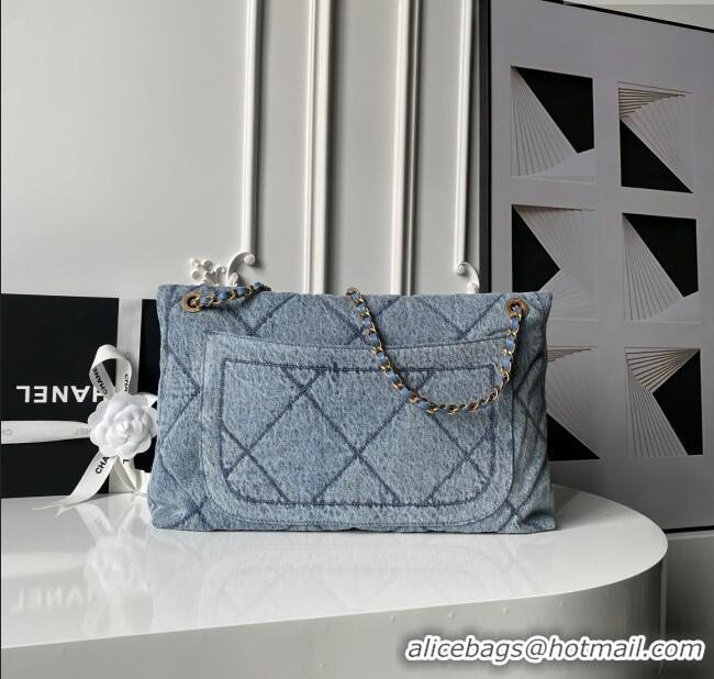 Well Crafted Chanel Washed Denim Maxi Flap bag with Pockets AS5727 Blue 2025