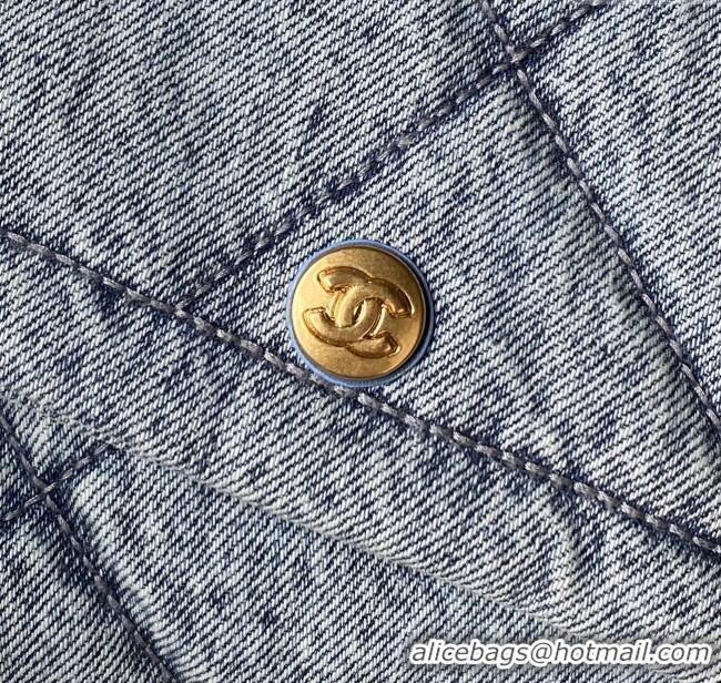 Well Crafted Chanel Washed Denim Maxi Flap bag with Pockets AS5727 Blue 2025