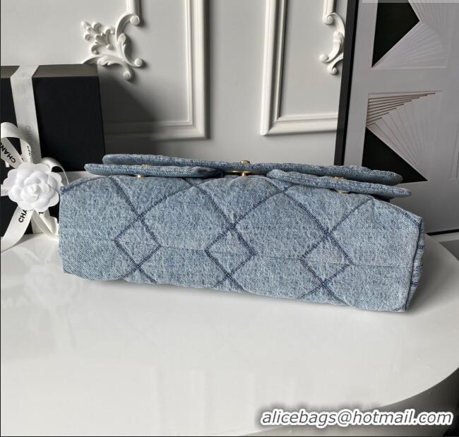 Well Crafted Chanel Washed Denim Maxi Flap bag with Pockets AS5727 Blue 2025