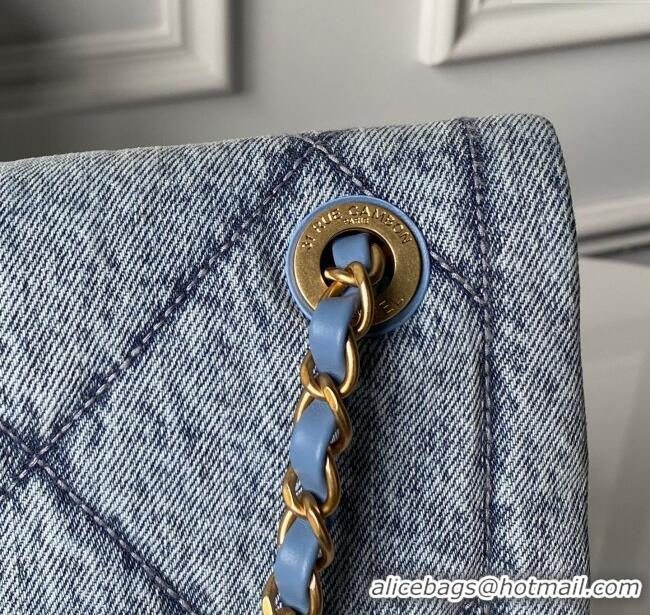 Well Crafted Chanel Washed Denim Maxi Flap bag with Pockets AS5727 Blue 2025
