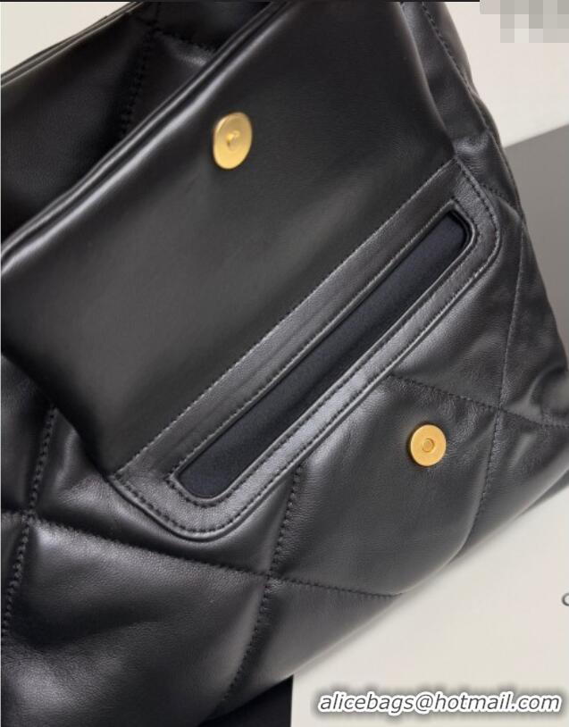 Good Product Chanel Shiny Lambskin Shopping Bag with Pockets AS5740 Black 2025