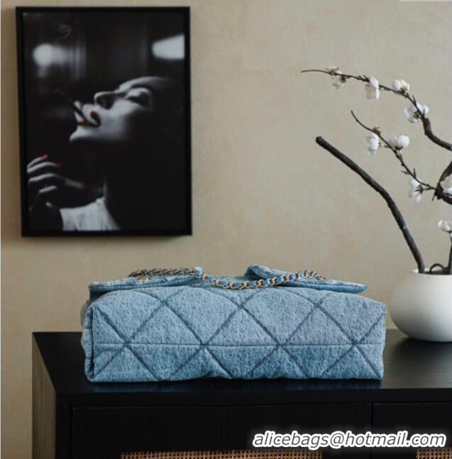 Good Quality Chanel Washed Denim Shopping Bag with Pockets AS5740 Light Blue 2025