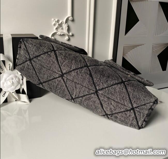 Buy Fashionable Chanel Washed Denim Shopping Bag with Pockets AS5740 Black 2025