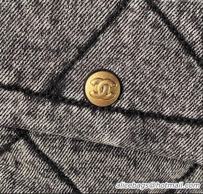 Buy Fashionable Chanel Washed Denim Shopping Bag with Pockets AS5740 Black 2025