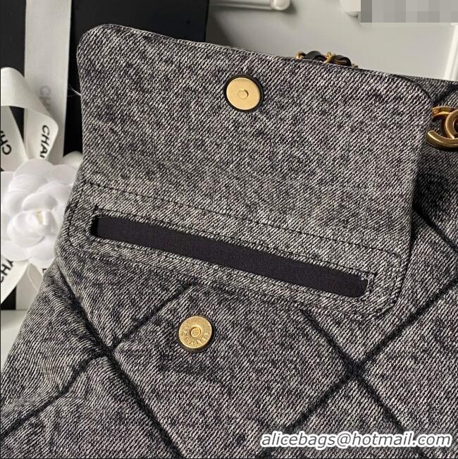 Buy Fashionable Chanel Washed Denim Shopping Bag with Pockets AS5740 Black 2025