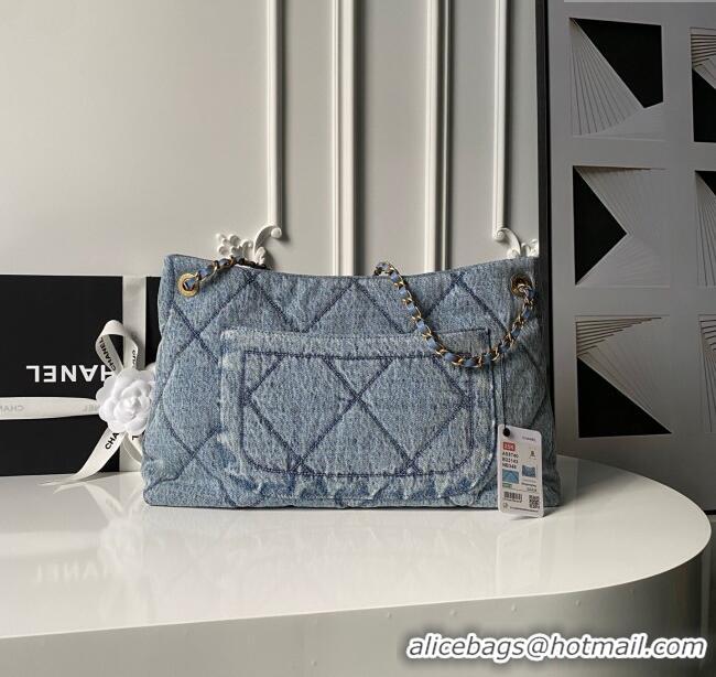 Best Price Chanel Washed Denim Shopping Bag with Pockets AS5740 Blue 2025