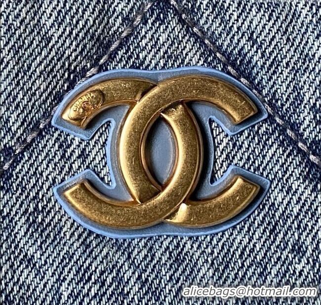 Best Price Chanel Washed Denim Shopping Bag with Pockets AS5740 Blue 2025