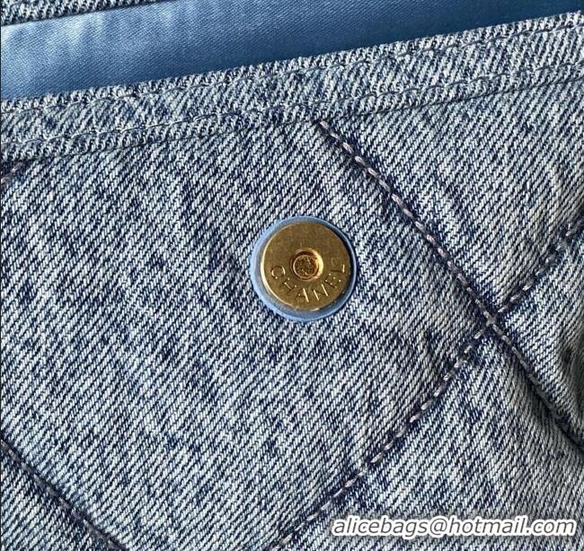 Best Price Chanel Washed Denim Shopping Bag with Pockets AS5740 Blue 2025