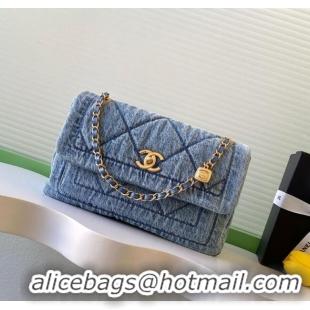 Unique Discount Chanel Washed Denim Maxi Flap bag AS5734 Light Blue 2025