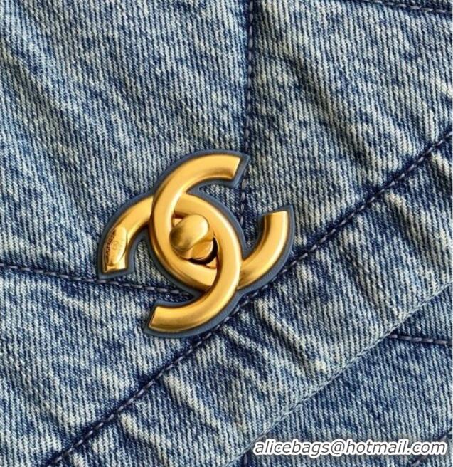 Unique Discount Chanel Washed Denim Maxi Flap bag AS5734 Light Blue 2025