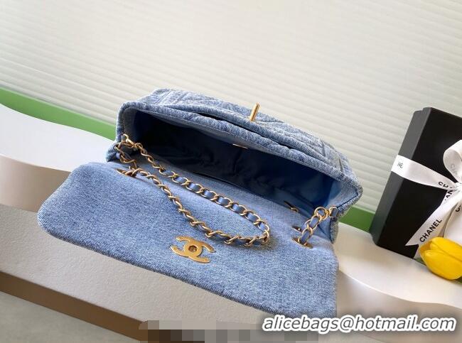 Unique Discount Chanel Washed Denim Maxi Flap bag AS5734 Light Blue 2025