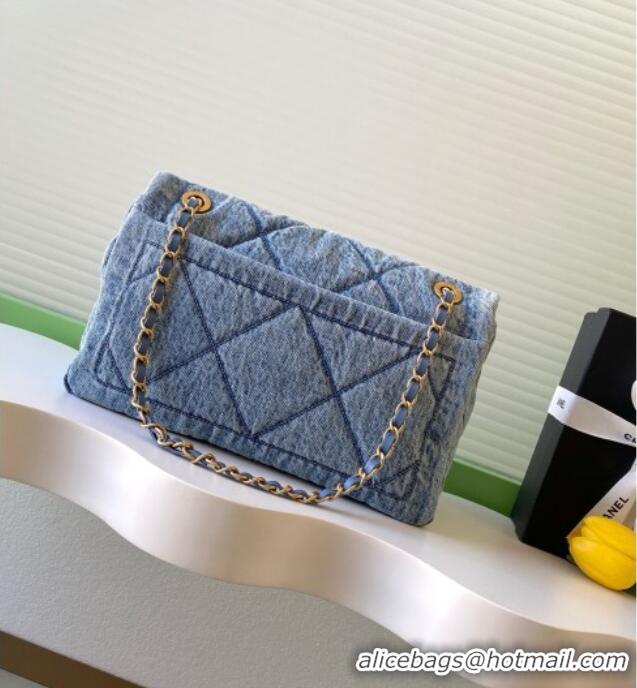 Unique Discount Chanel Washed Denim Maxi Flap bag AS5734 Light Blue 2025