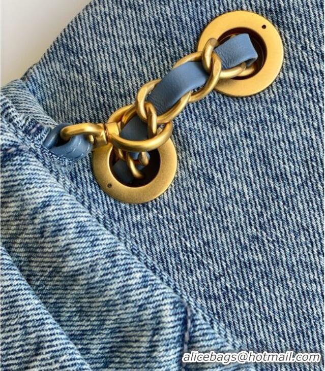Unique Discount Chanel Washed Denim Maxi Flap bag AS5734 Light Blue 2025