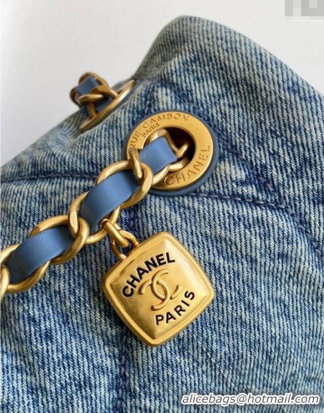Unique Discount Chanel Washed Denim Maxi Flap bag AS5734 Light Blue 2025