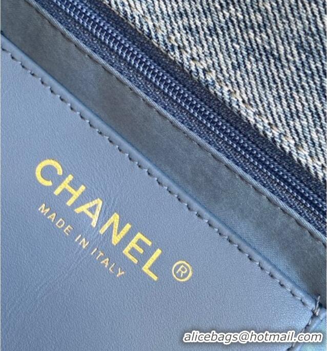 Unique Discount Chanel Washed Denim Maxi Flap bag AS5734 Light Blue 2025